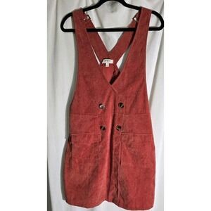 Umgee Burnt orange corduroy‎ overalls faux wrap dress sz Large